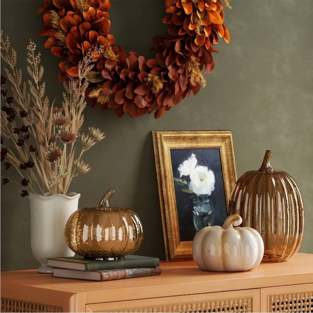 Medium Amber Glass Pumpkin - Threshold